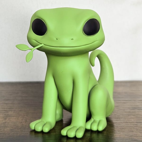 Lizard With Sprout Figure - Cute Resin Sculpture - 3D Printed Decor 