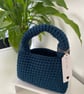 Navy tshirt yarn crochet mini bag - Image 3