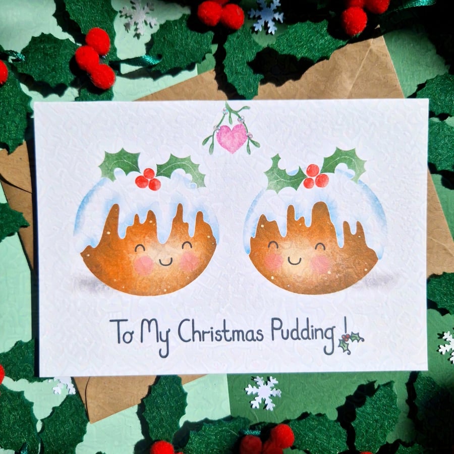 Christmas Card To My Pudding, Wife Christmas Card, Husband Christmas Card