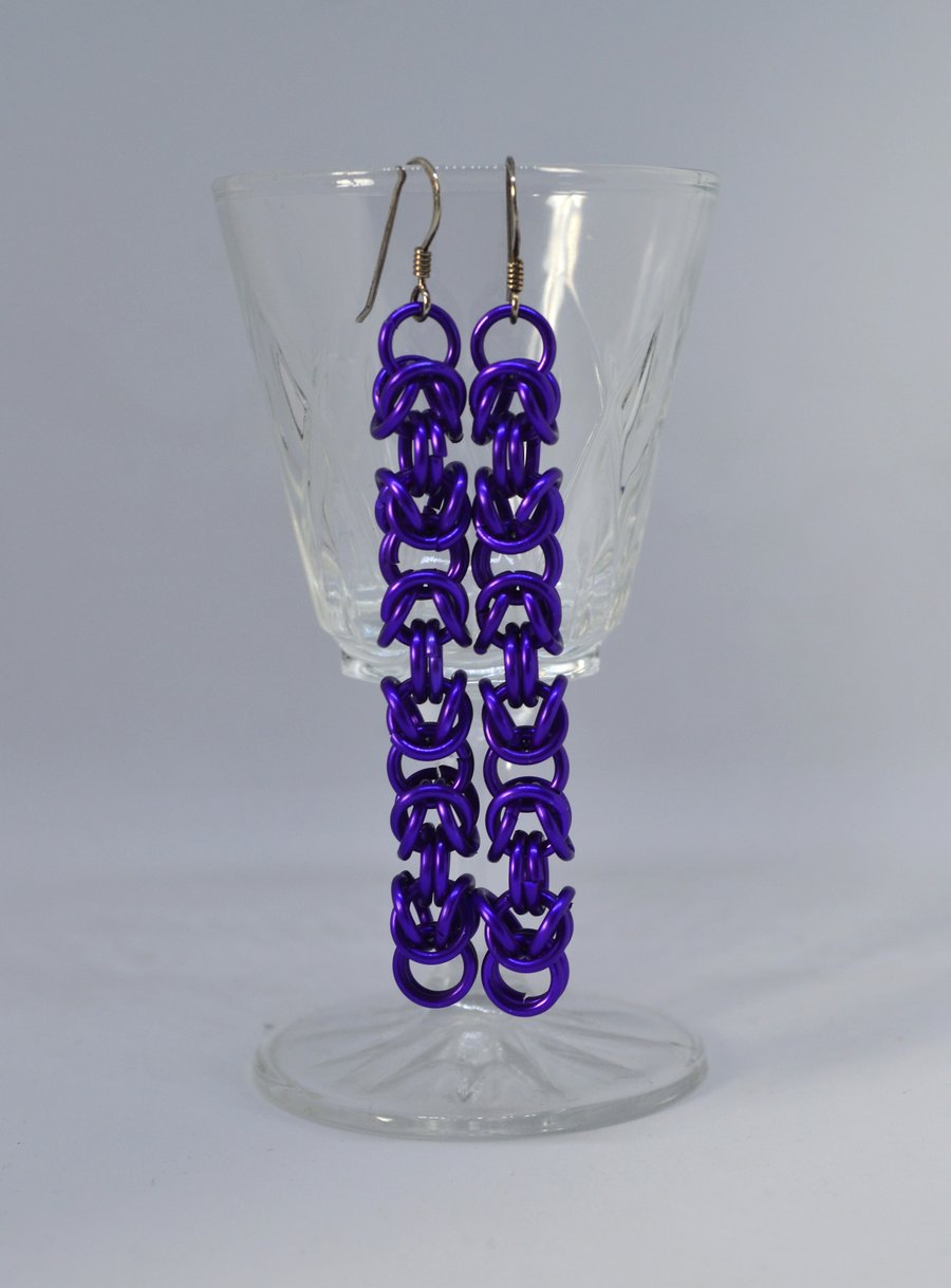 Purple Byzantine Chainmaille Earrings