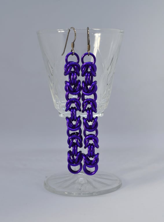 Purple Byzantine Chainmaille Earrings