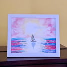 Original watercolour - Sunset Over Water