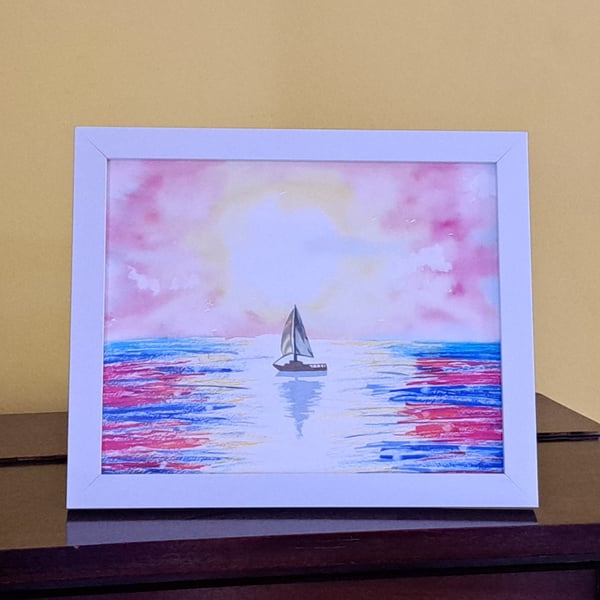 Original watercolour - Sunset Over Water