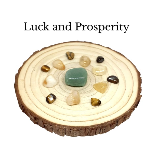 LUCK AND PROSPERITY Healing Crystals Set, Tumbled Crystals