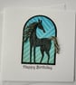 Black and Grey Dappled Stallion - Happy Birthday Handmade Card 