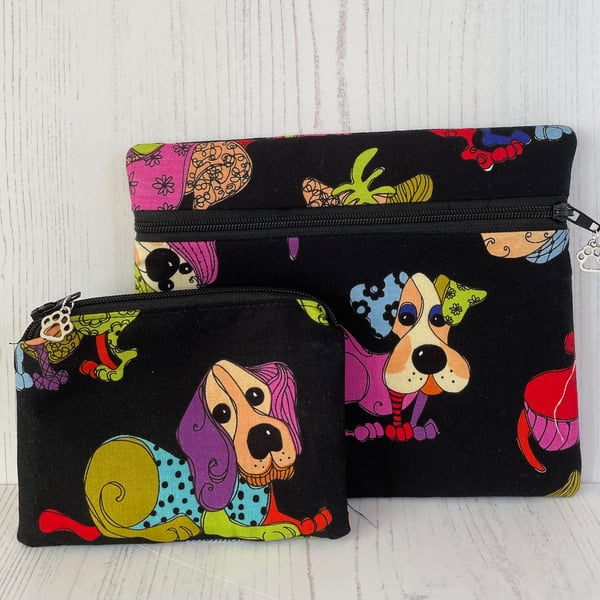 Seconds Sunday Puppy Print Make Up Bag and Coin Purse B2