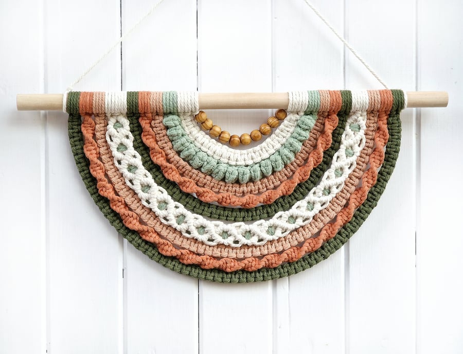 Macrame wall hanging, semi circle macrame wall art
