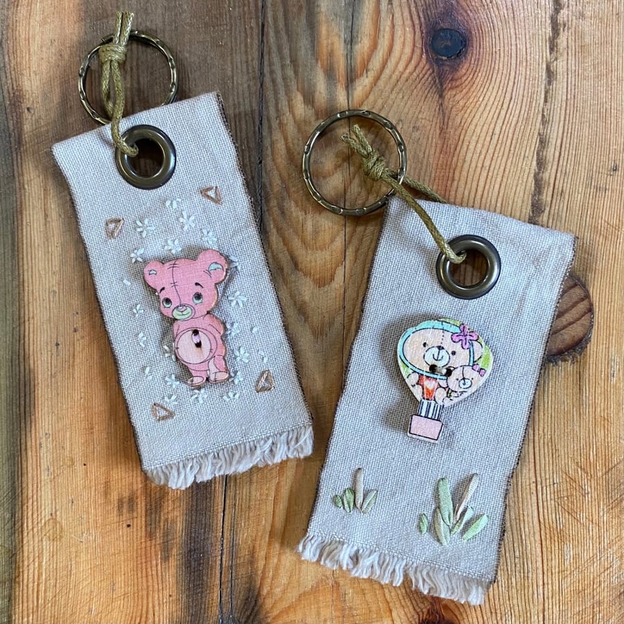One of a Kind Fabric Keyrings