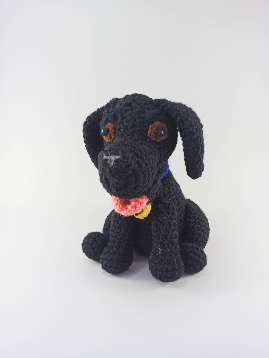 Crochet Labrador dog soft toy, plush stuffed animal, Black lab, personalised gif