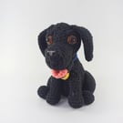 Crochet Labrador dog soft toy, plush stuffed animal, Black lab, personalised gif