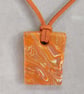 Bright orange rectangular polymer clay pendant  - Image 4