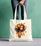 Girl With Golden Leaf Bag Tote Cotton Shopping Bag.