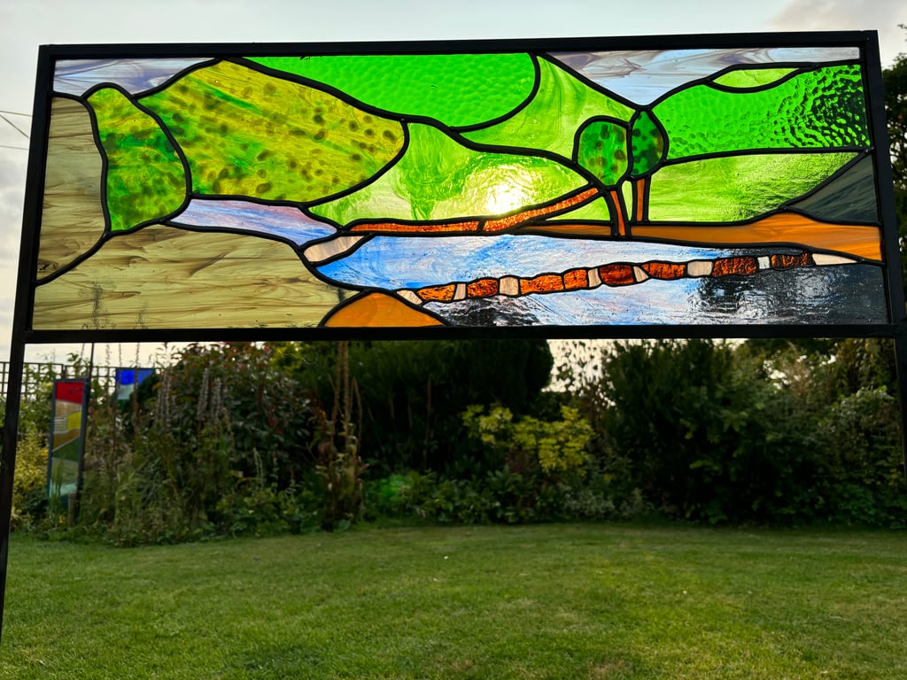 stained glass garden sculpture