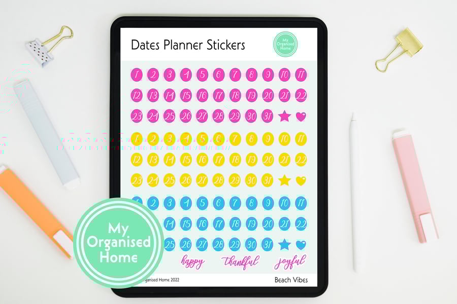 Dates Digital Planner Stickers - PNG & GoodNotes Elements file - Beach Vibes