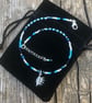 Blue Beaded & Conch Shell Anklet. Sterling Silver.  - Image 5