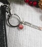 Bag Charm, Sterling Silver Bar Stamped Furry Feets with Paw Print & Rhodonite - Image 4