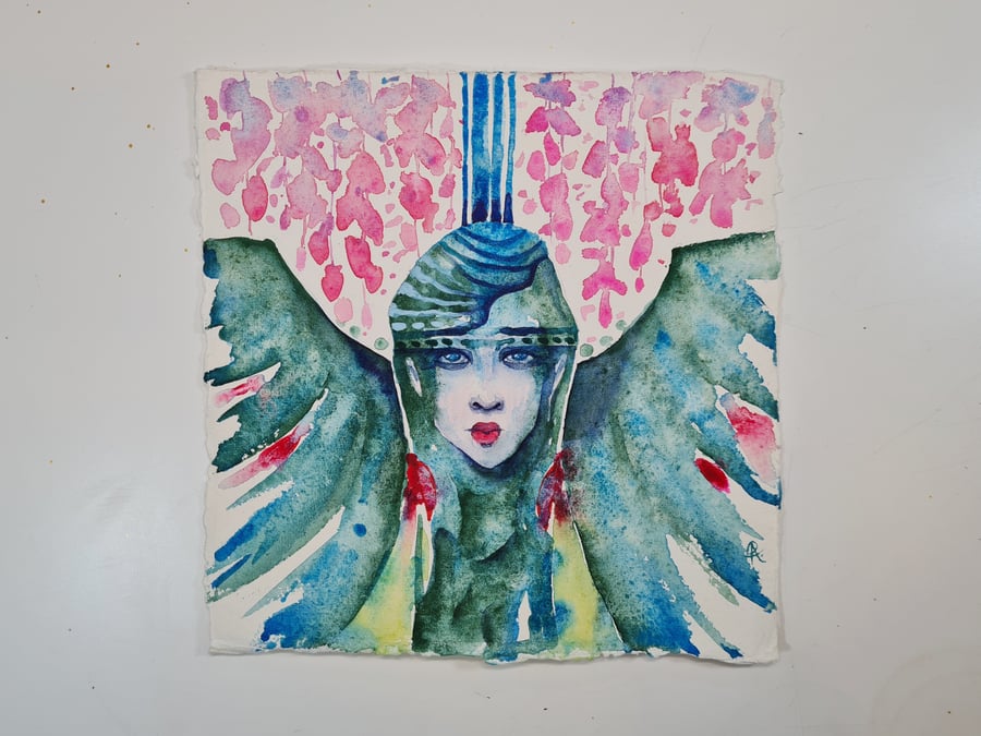 Surreal Portrait Watercolour Painting, Portrait of a Woman, Wall Art