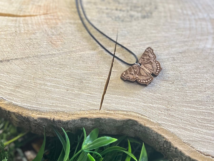 Wooden Butterfly Necklace - laser cut, insect necklace, butterfly jewellery