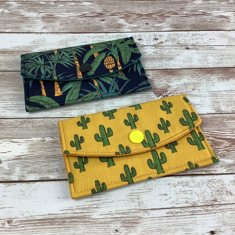 Cactus Card Case, Banana travel pass holder wallet, Fabric purse