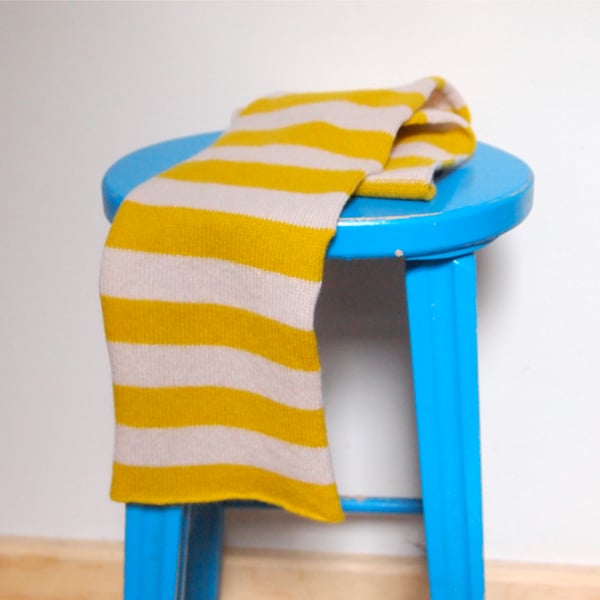 Golden Yellow and Beige Stripe Children's Scarf  100% British Lambswool