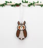 Long eared owl hanging Christmas tree ornament, Owl stocking filler. - Image 1