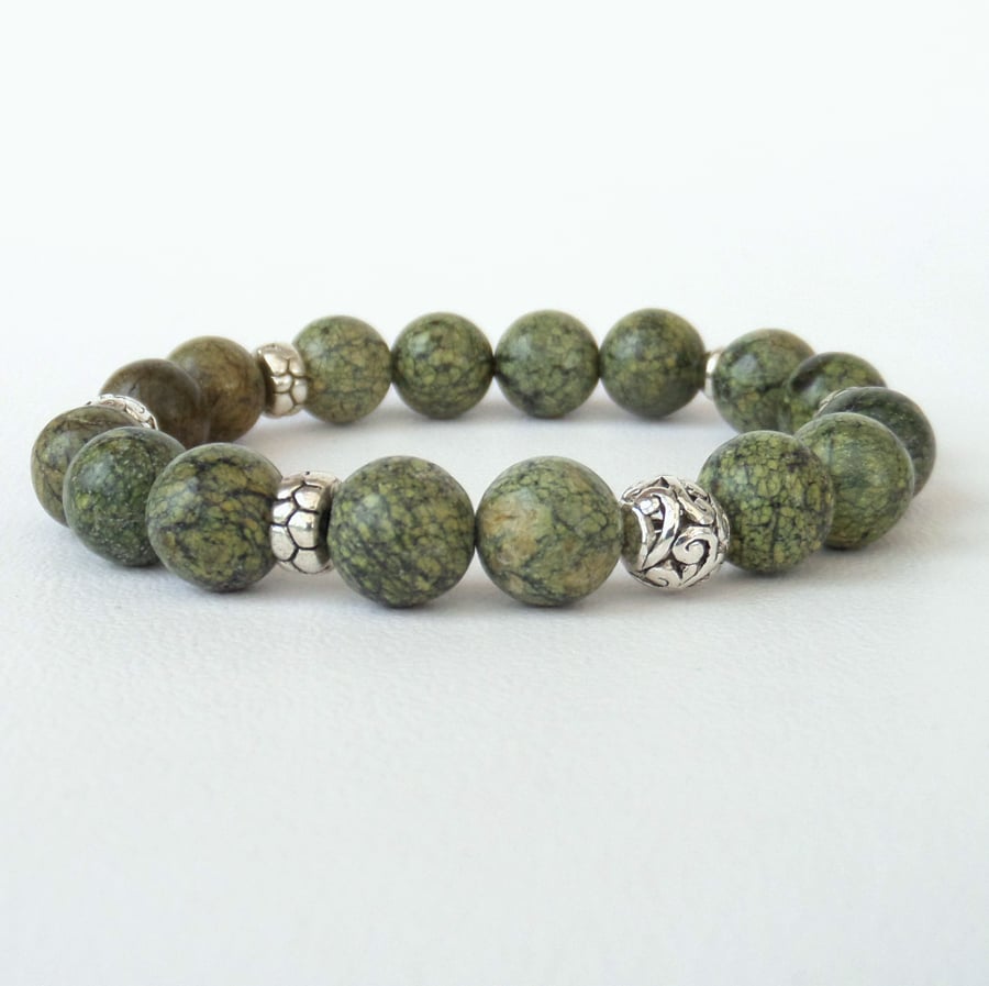 Green jasper stretchy bracelet