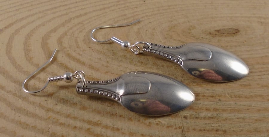 Upcycled Silver Plated Sugar Tong Spoon Earrings SPE042103