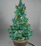 Ceramic Green Glittery Xmas Christmas Tree Table Lamp Light Ornament Decoration. - Image 2