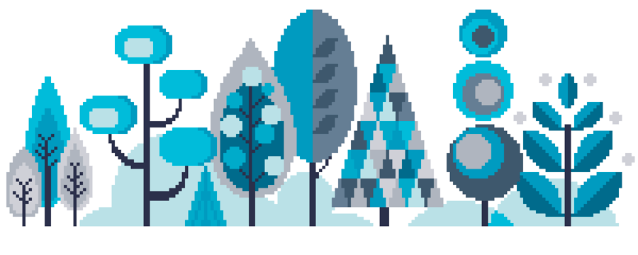 050B - Scandinavian Modern Forest Trees Series - Winter - Cross Stitch Pattern