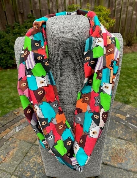 Colourful Jersey Cotton Infinity Scarf with Bears