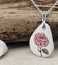 Sterling Silver Rose Sea Pottery Necklace - Coastal Floral Jewellery - Image 1