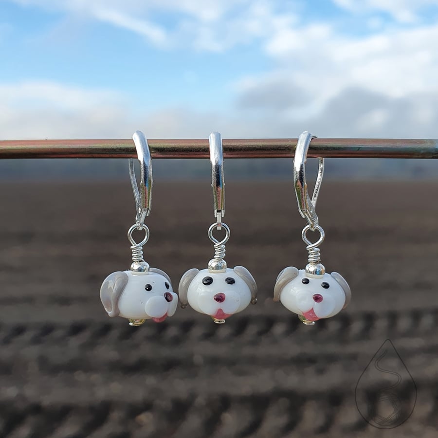 Tiny Glass Dog Stitch Marker - Old English Sheepdog