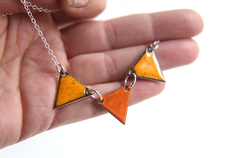 Enamel Bunting Necklace Yellow & Orange Seconds Sunday Enamel Triangle Necklace