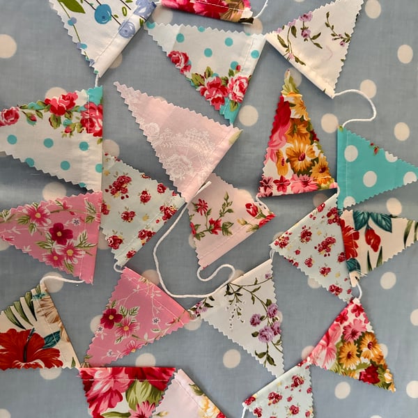 Mini Cotton  Fabric Bunting 