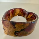 Pressed flower tea light holder or trinket dish