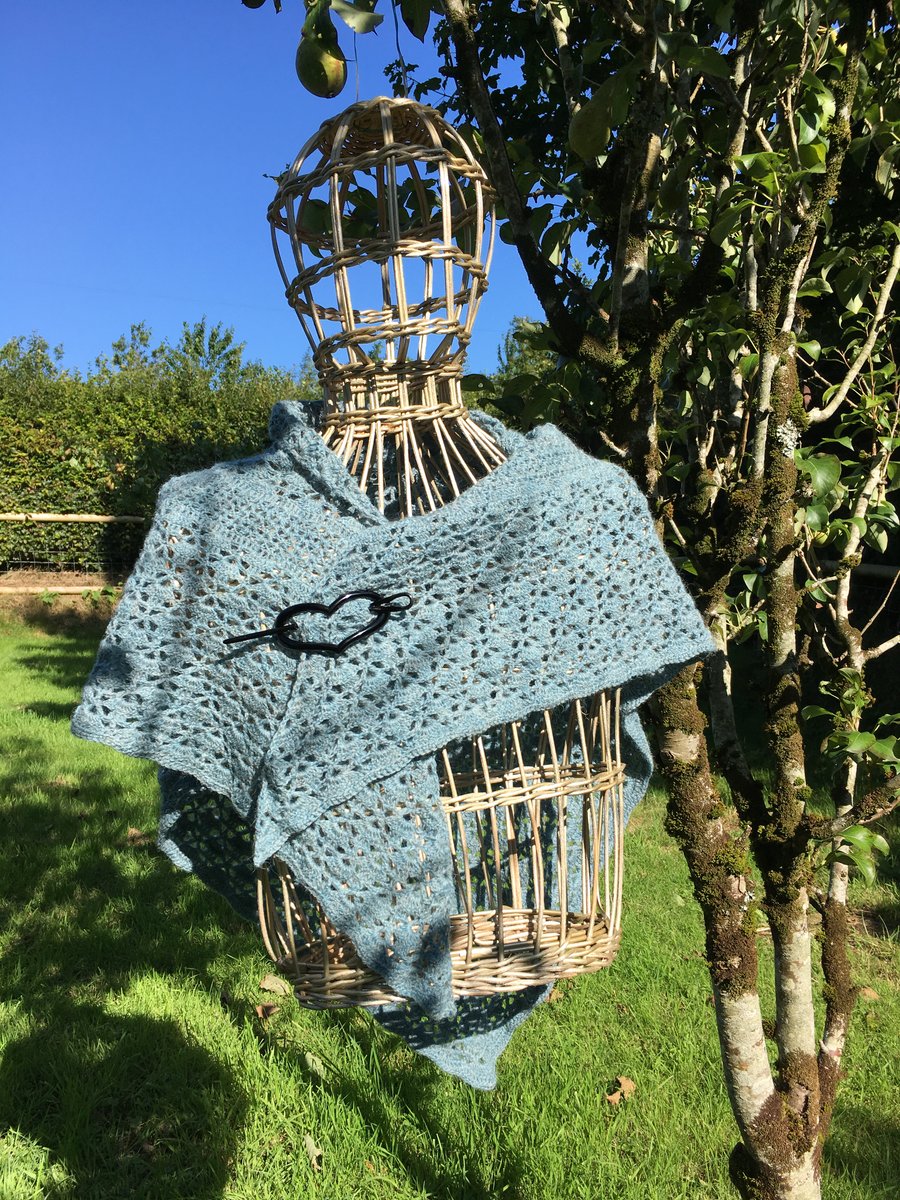 Hand crafted Triangular Shawl in British Wool 