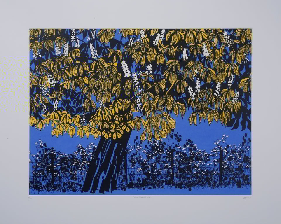 Horse Chestnut Blue, original hand-pulled screen print