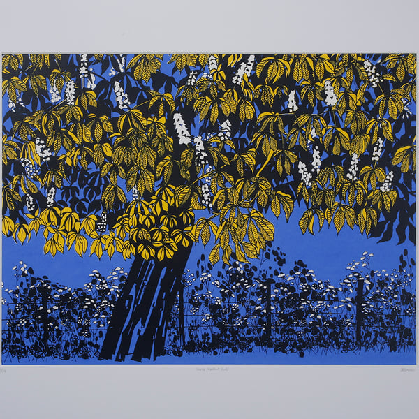 Horse Chestnut Blue, original hand-pulled screen print