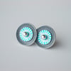 Circle earrings in grey and turquoise