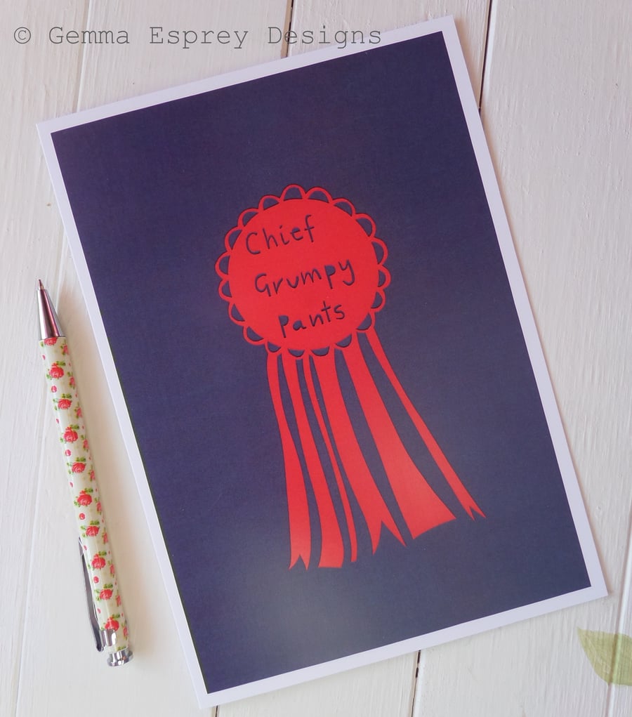 Father's Day 'Chief Grumpy Pants' - A5 Greetings Card