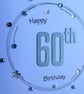 60th Birthday Card - Blue and Silver Wreath Design - Image 2