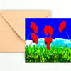 Poppies in Green Grass, Greeting Card