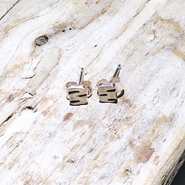 Small Sterling Silver Stud Earrings (ERSSSTSQ4) - UK Free Post