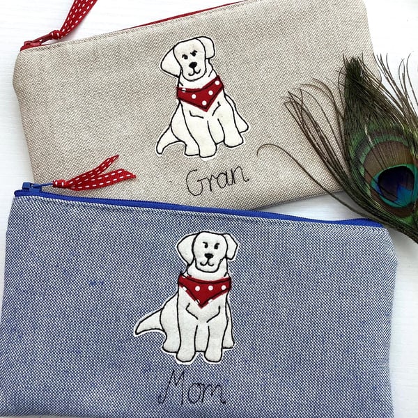 Labrador Golden Retriever Cosmetic Bag - Personalised Doggy Makeup Pouch