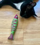 Personalised cat toy. Cotton canvas fish shaped kicker toy. - Image 6
