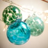 Aqua Blue Hand Blown Glass Christmas Bauble
