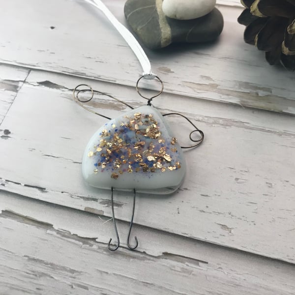 fused glass fairy, glitter angel, gift for friend