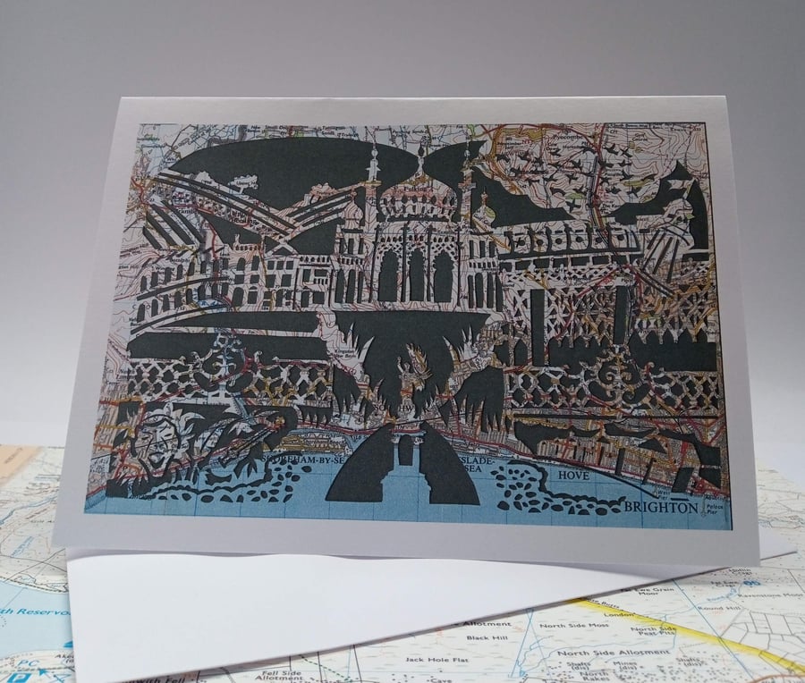 Promenade Papercut Card vintage map