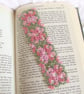 Pink Floral Bookmark in Tatting - Pinks and Leaf Green