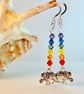 Rainbow Chakra Swarovski Earrings With Elephant Charms - Handmade In Devon - Image 4